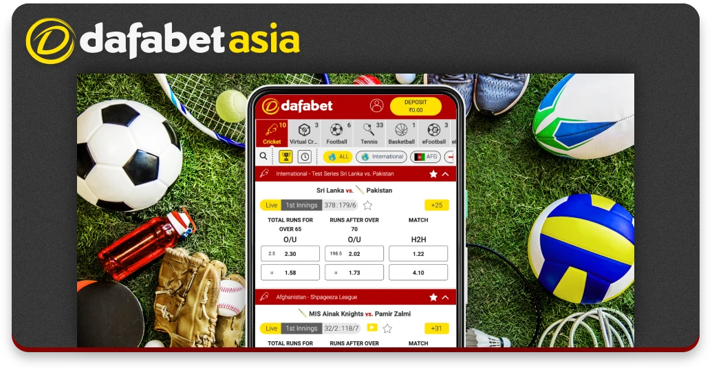 Section of Dafabet's mobile site, where you can download the Android app